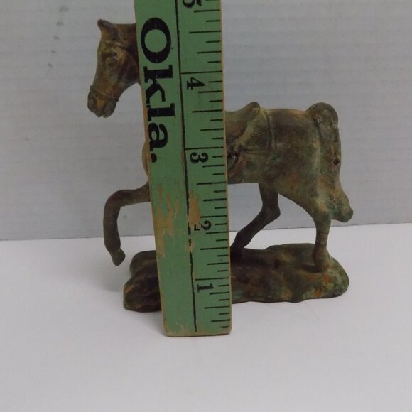 VTG CAST IRON HORSE SCULPTURE STATUE FIGURINE on Base 5x5 Solid Heavy - Picture 7 of 7